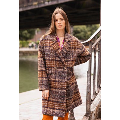 Stoby Mid-Length Coat in Check Print with Button Fastening LA PETITE ETOILE