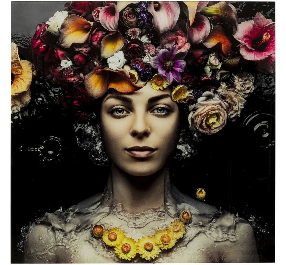 Tableau en verre femme fleurs, KARE DESIGN