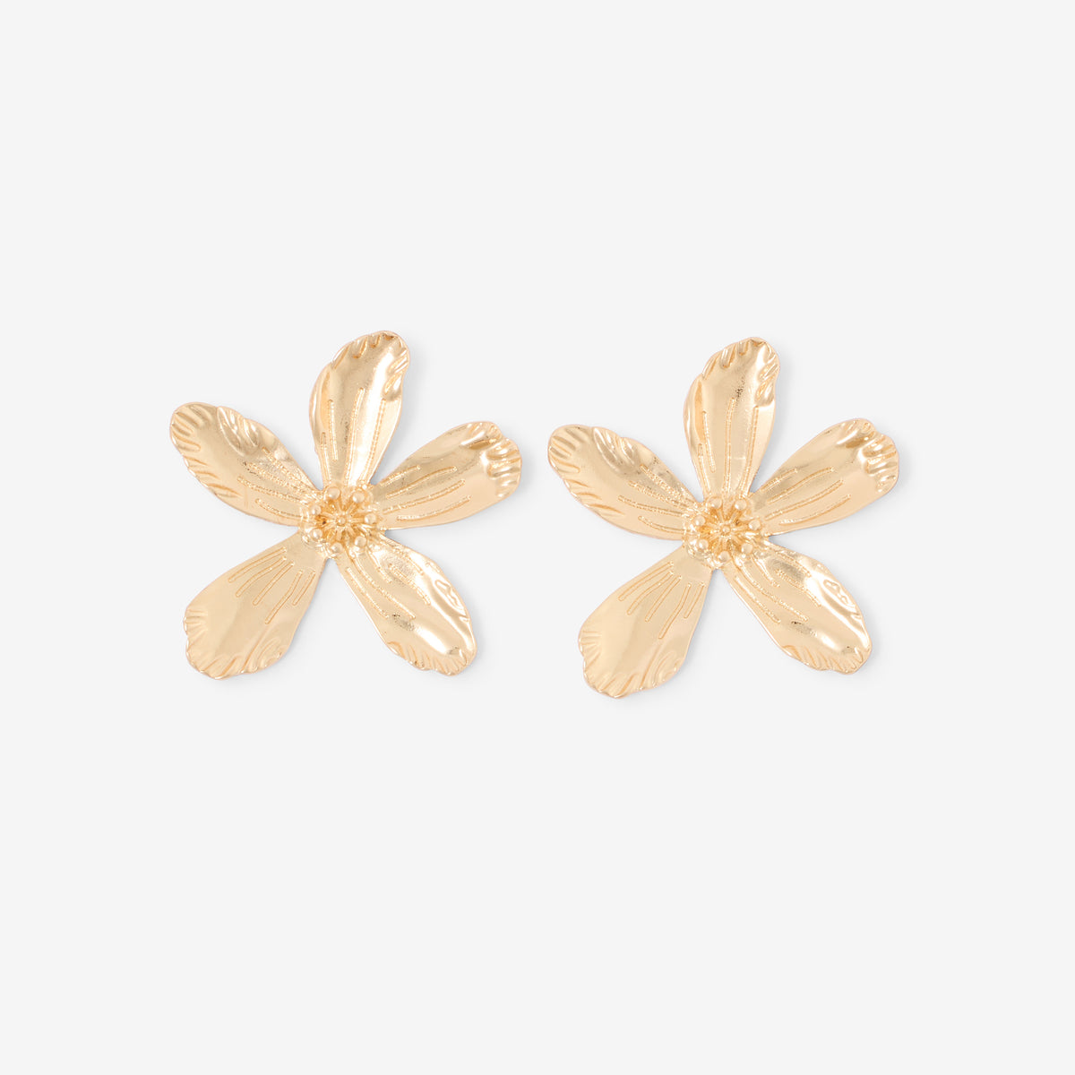 Grandes boucles d'oreilles fleurs dorées, BALABOOSTE