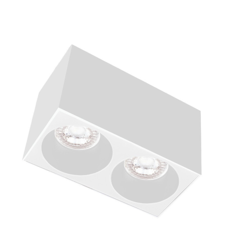 Double Spot GU10 Essentiel Cube blanc Intérieur blanc, MILLUMINE