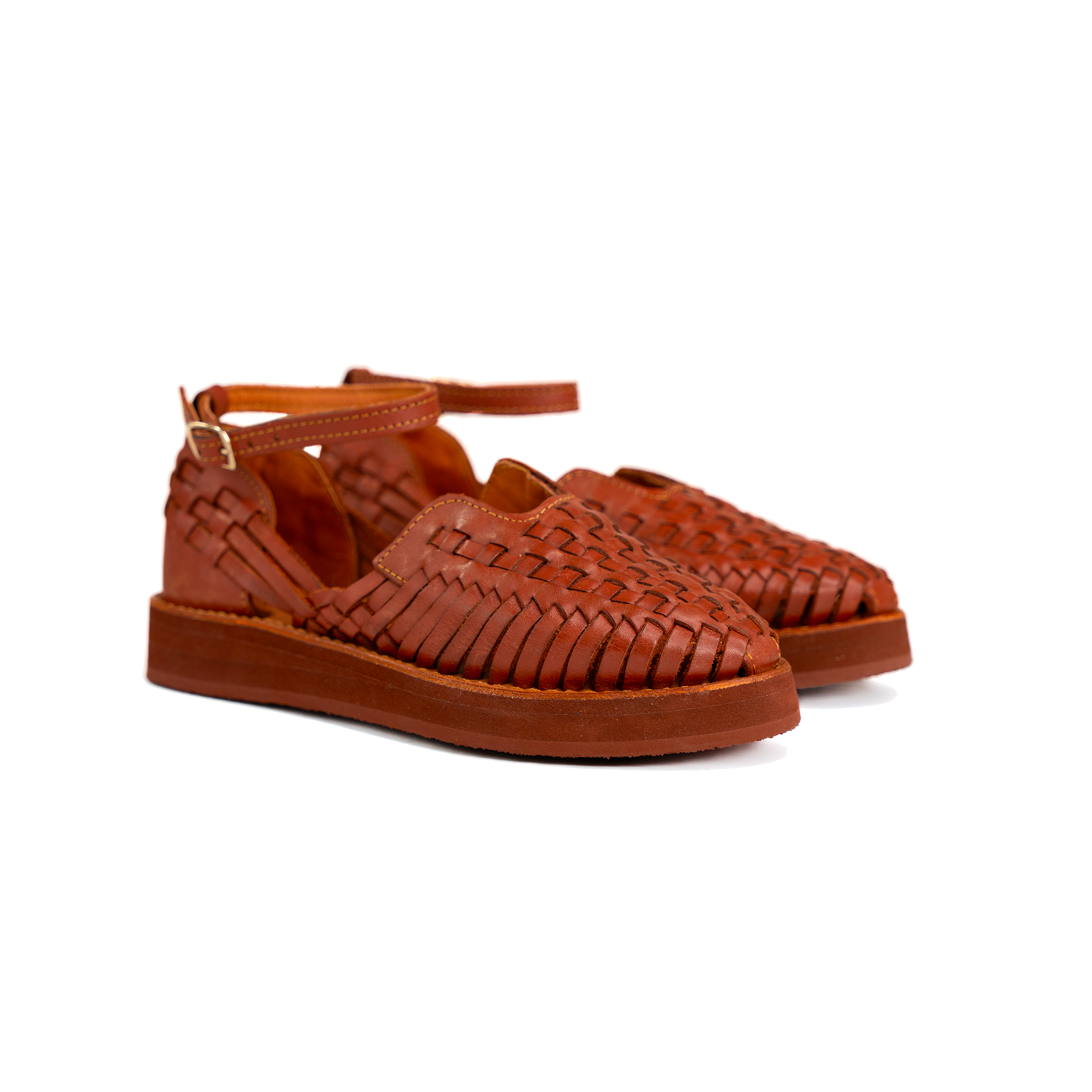 Sandale plateforme en cuir tressé CARMEN, MAPACHE