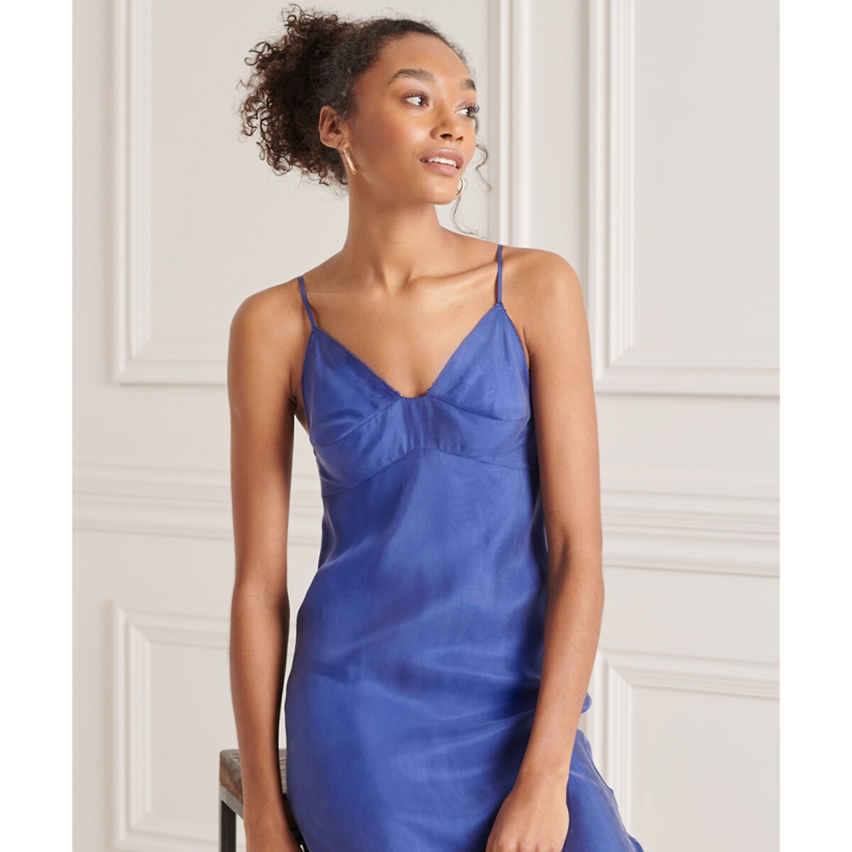 cobalt blue v neck dress