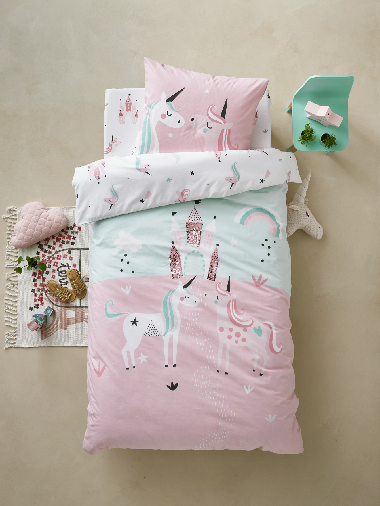 Parure De Lit Licorne - I Believe In Unicorns - 135cm X 200cm - Housse de couette - Parure de