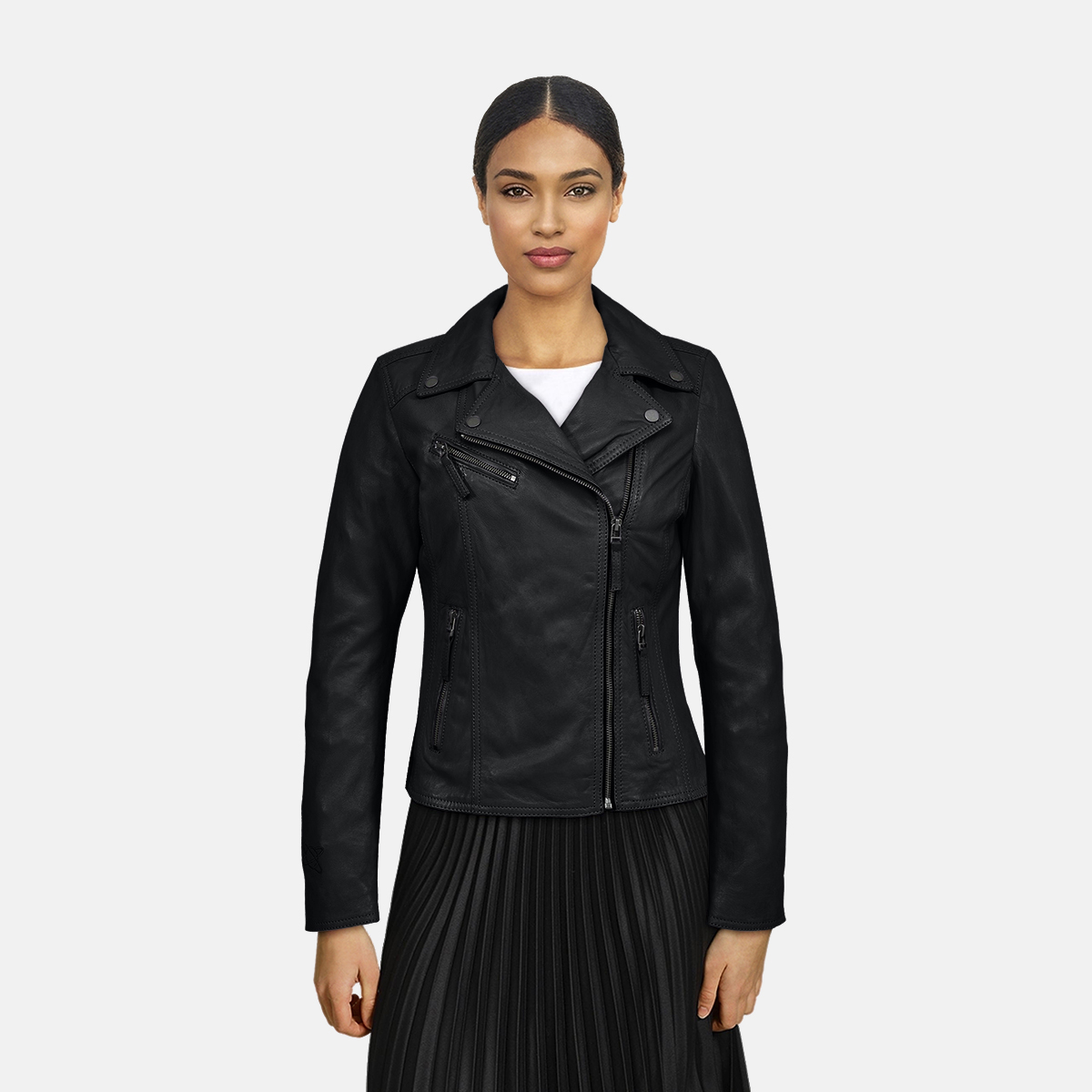 Blouson en cuir à coupe slim CLIPS, OAKWOOD