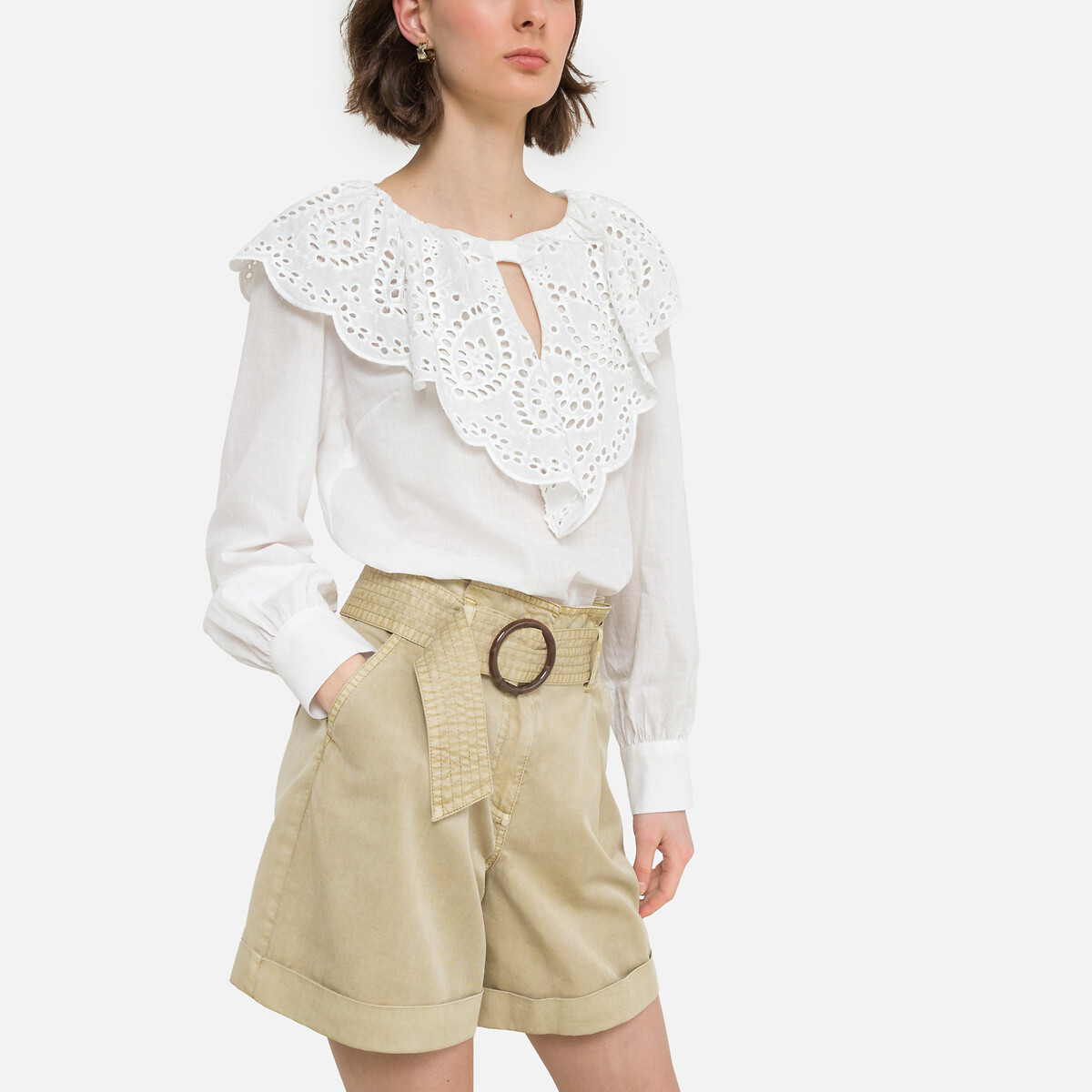 Cotton long sleeve blouse with 