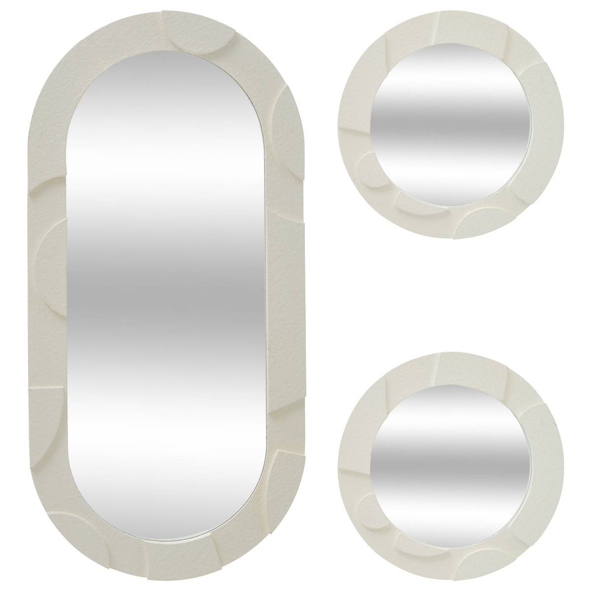 Lot de 3 miroirs muraux bois texturé ANNY, ATMOSPHERA