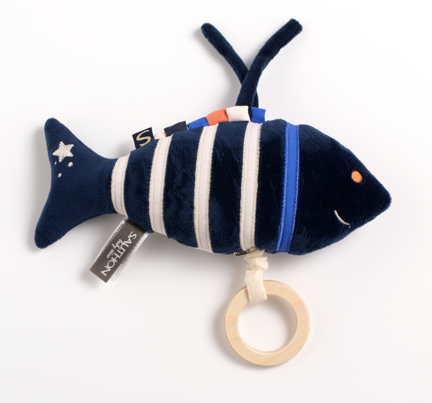 Peluche mini musical poisson en velours, SAUTHON