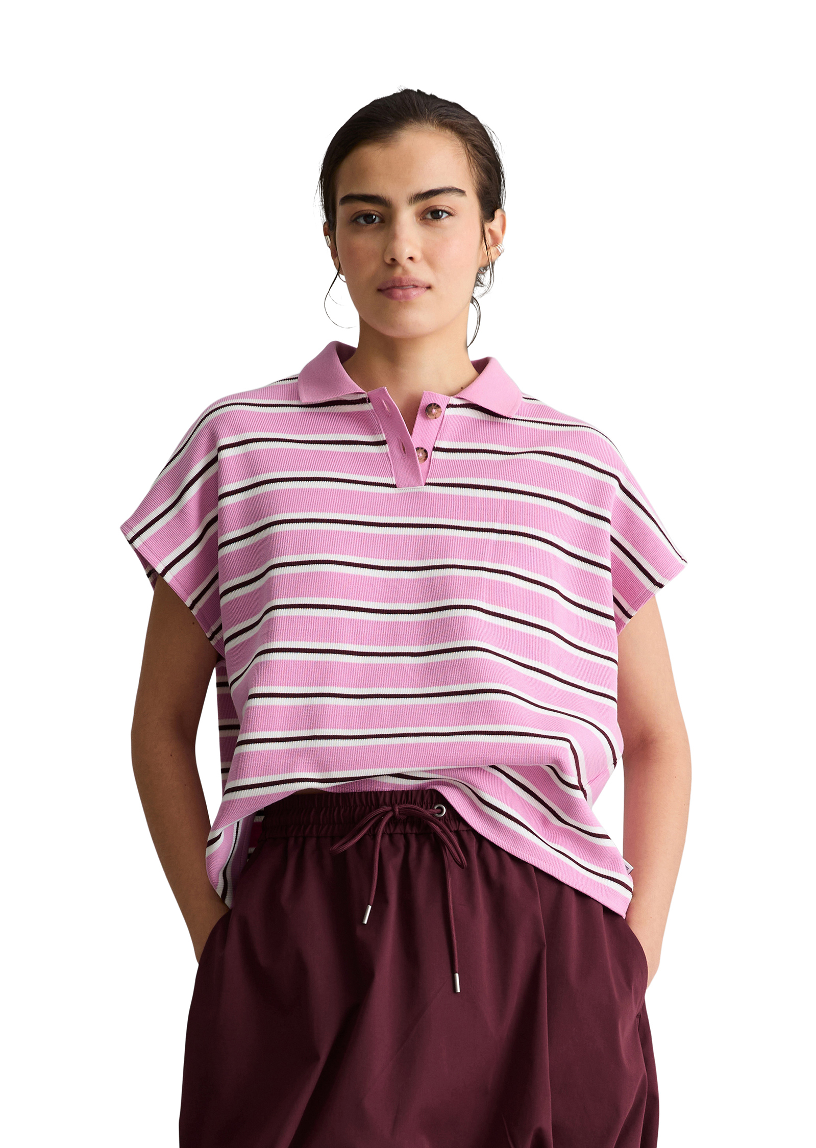 Polo rayé large en jersey lourd, MARC O’POLO DENIM