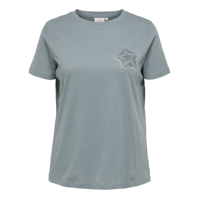 T-shirt en coton biologique kaki uni avec une coupe ajustée, ONLY CARMAKOMA