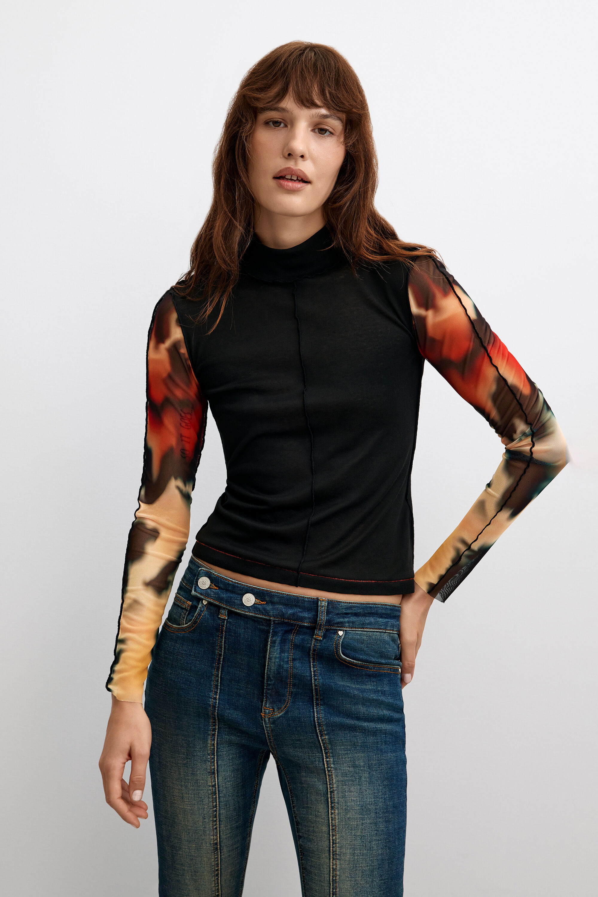 T-shirt à manches longues imprimé, DESIGUAL