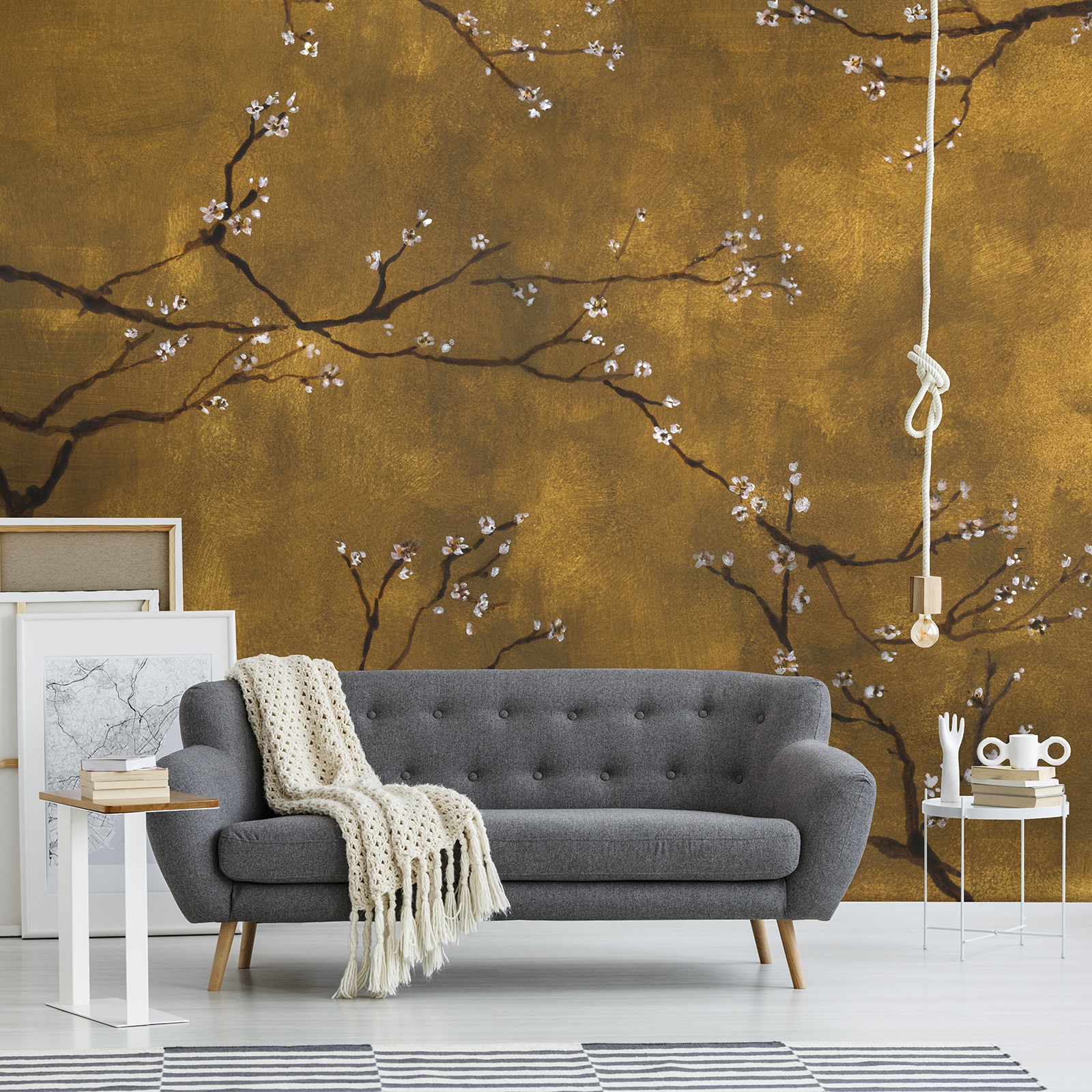Papier peint panoramique fleuri Cerisier ambré, ART FOR THE HOME