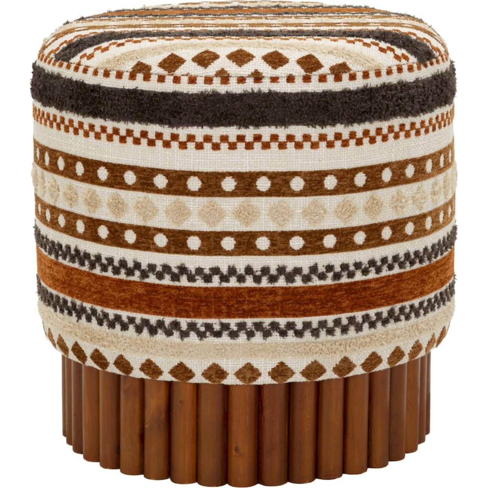 Pouf ethnique base en bois massif MODERN, RECOLLECTION