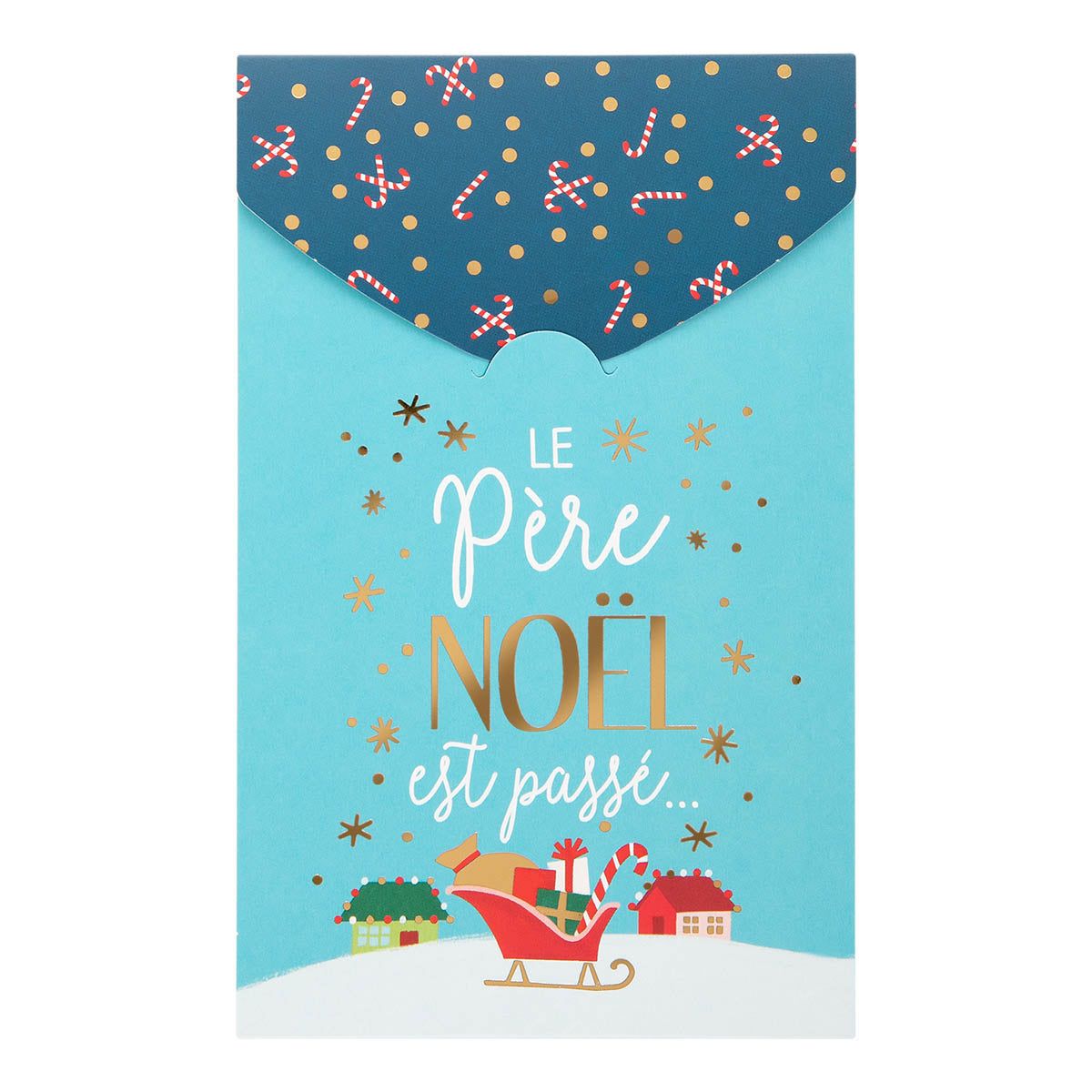 Carte de vœux avec enveloppe - lot de 8 cartes joyeux noël turquoise clair  Draeger Paris