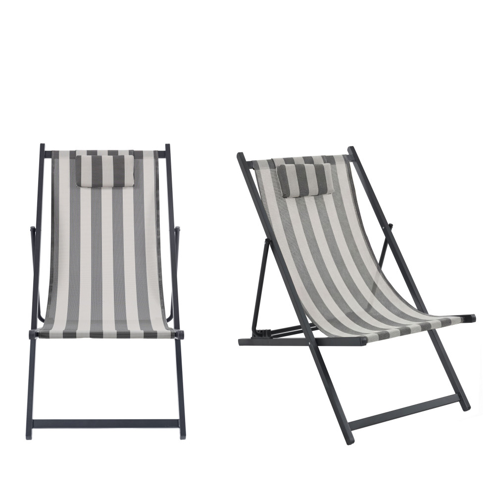 Lot de 2 chiliennes à rayures en aluminium- BRISA, DRAWER