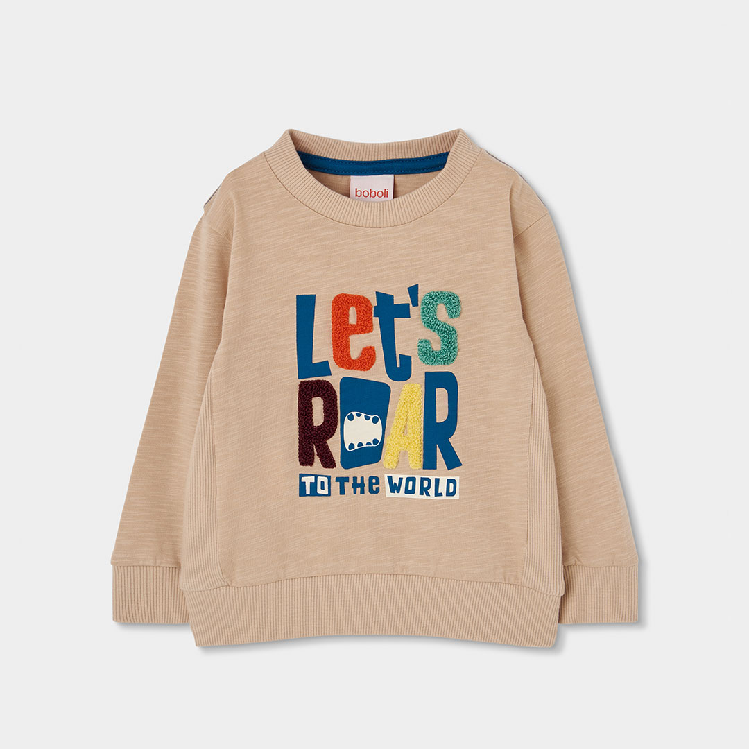 Sweat-shirt garçon maille imprimé lettres, BOBOLI