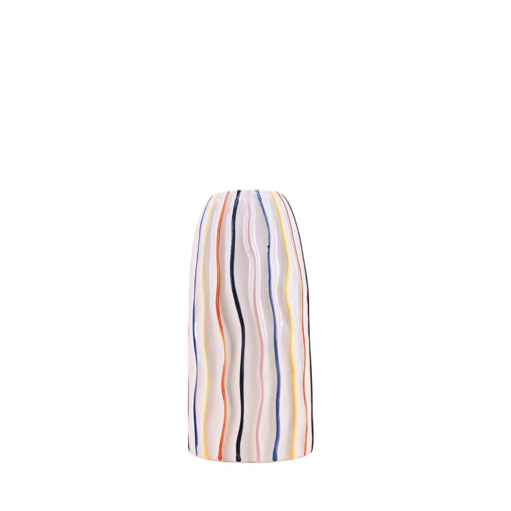 Vase en céramique lignes, H21cm, ORNAMI