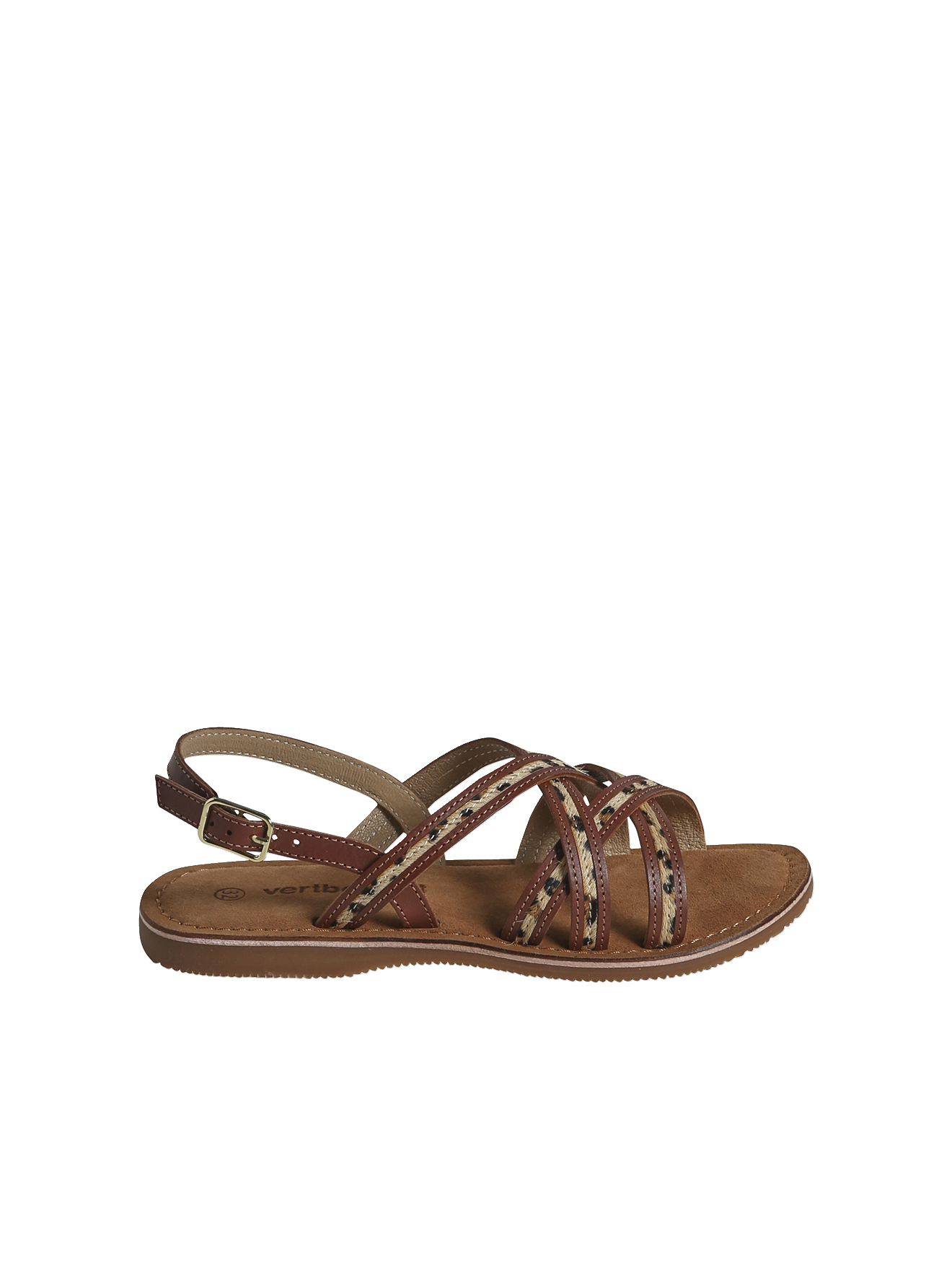 Sandales brides croisées cuir junior, VERTBAUDET