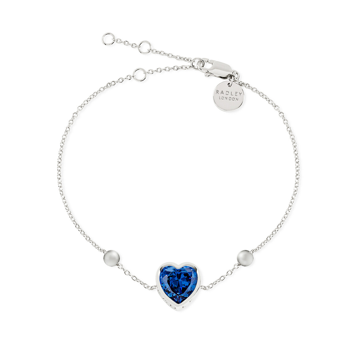Love sterling silver blue stone heart bracelet silver coloured