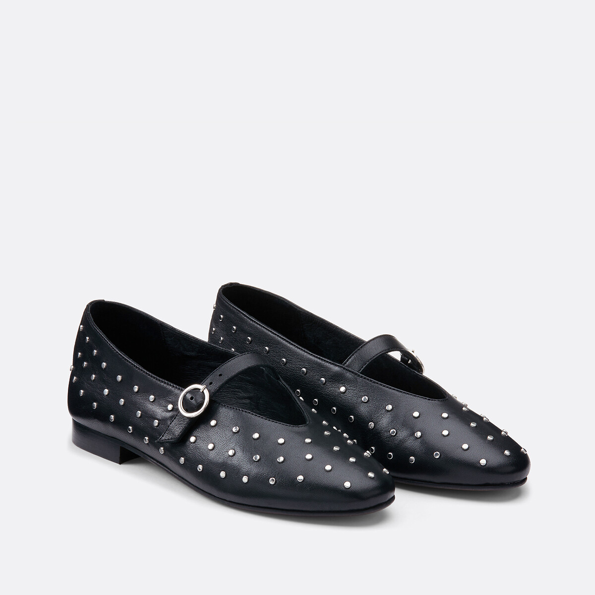 La Redoute Collections Bailarina de piel con tachuelas