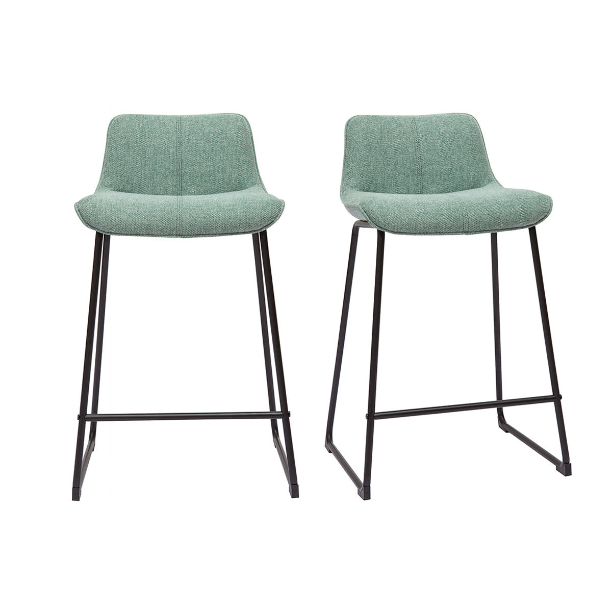 Tabourets de bar en tissu effet velours texturé terre brûlée et métal noir H65 cm (lot de 2) BOOST, MILIBOO