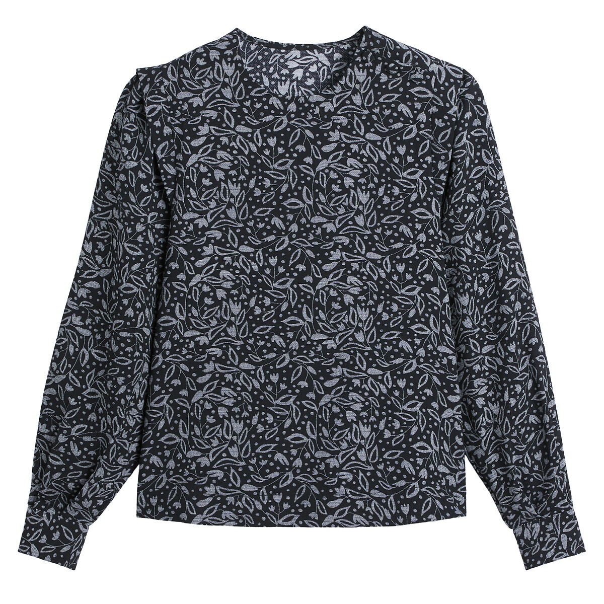 Bedrukte blouse met ronde hals en lange mouwen