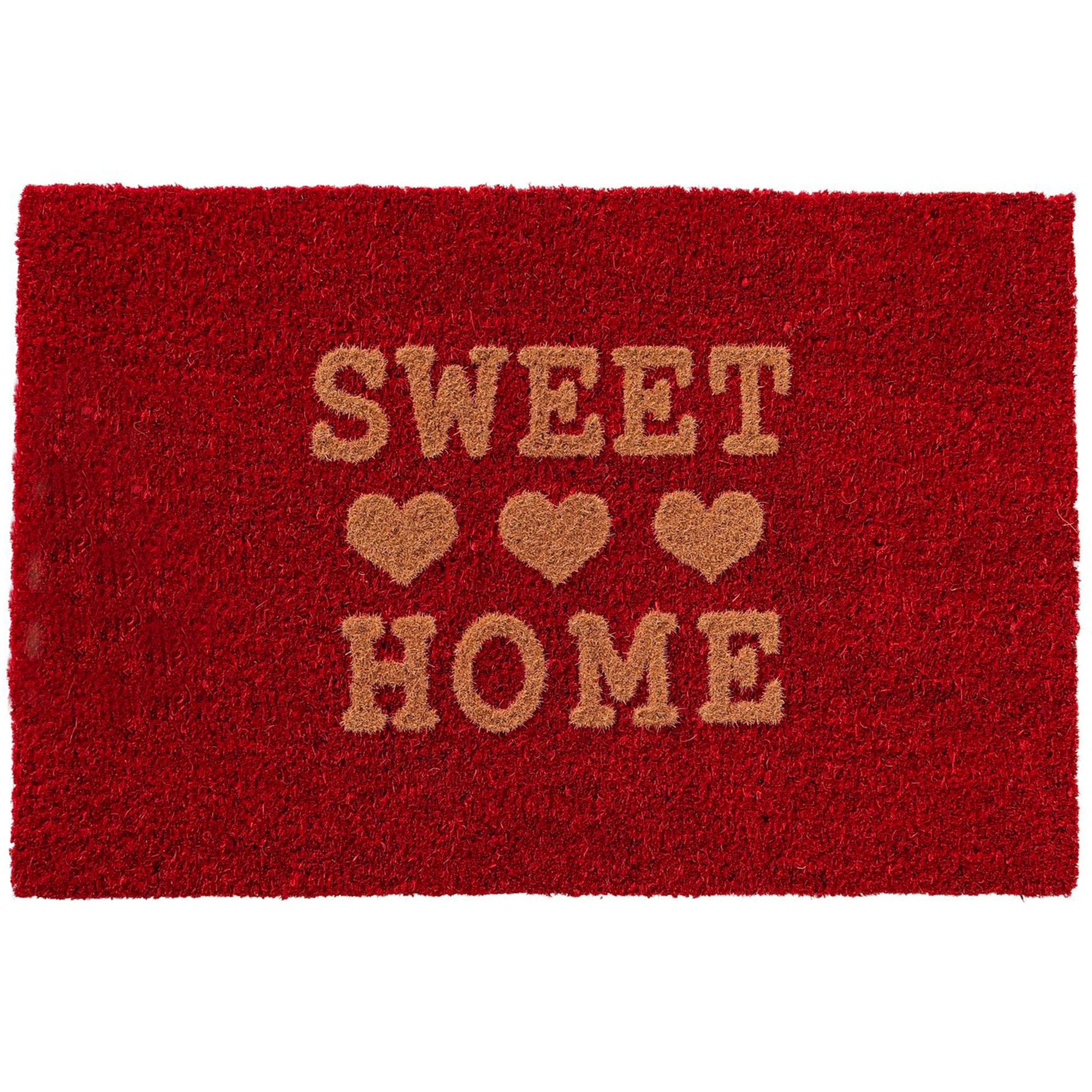 Paillasson coco rouge sweet home 60x40x1.5cm, WADIGA