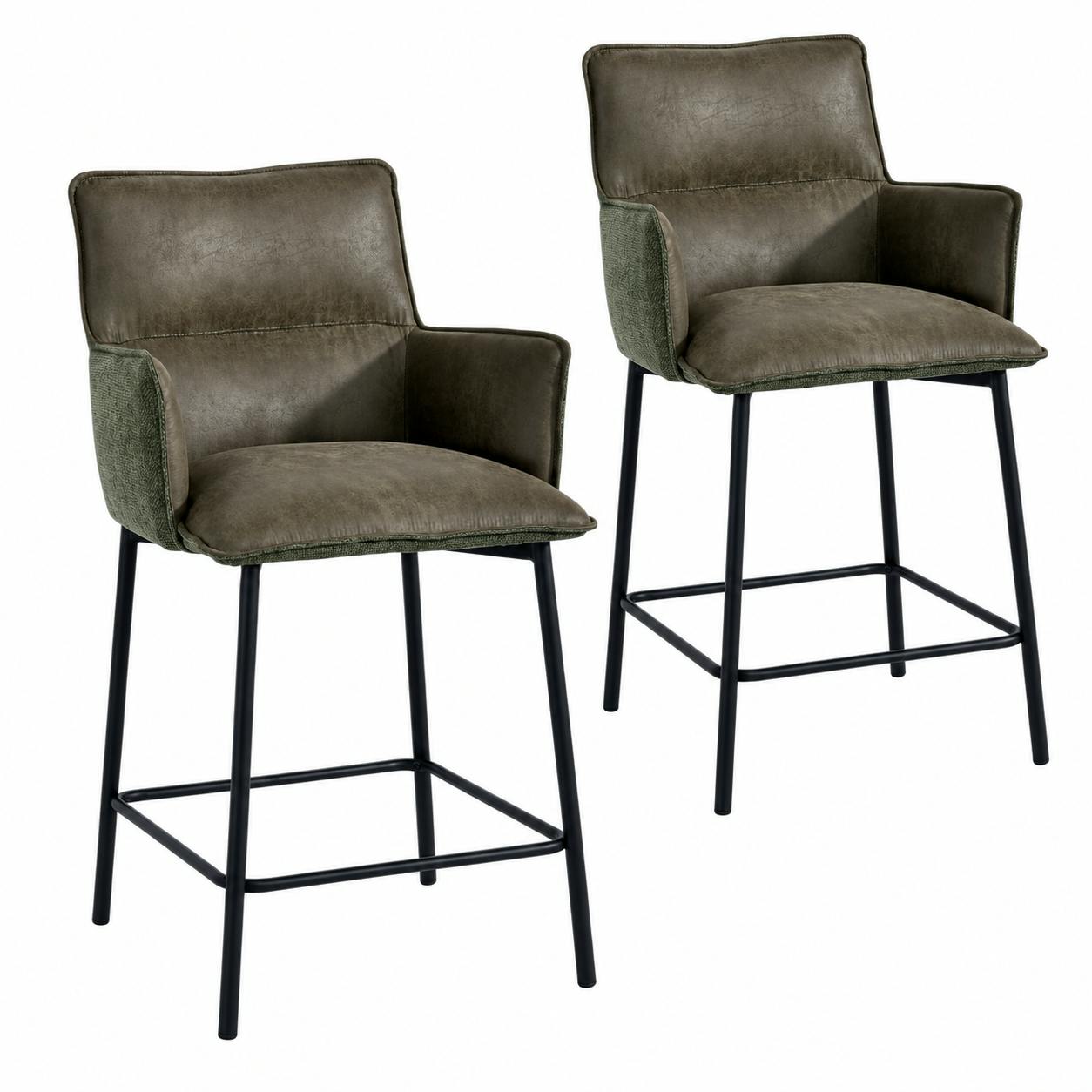 Tabouret de bar avec dossier bi-matière (lot de 2) KERALA, PIER IMPORT