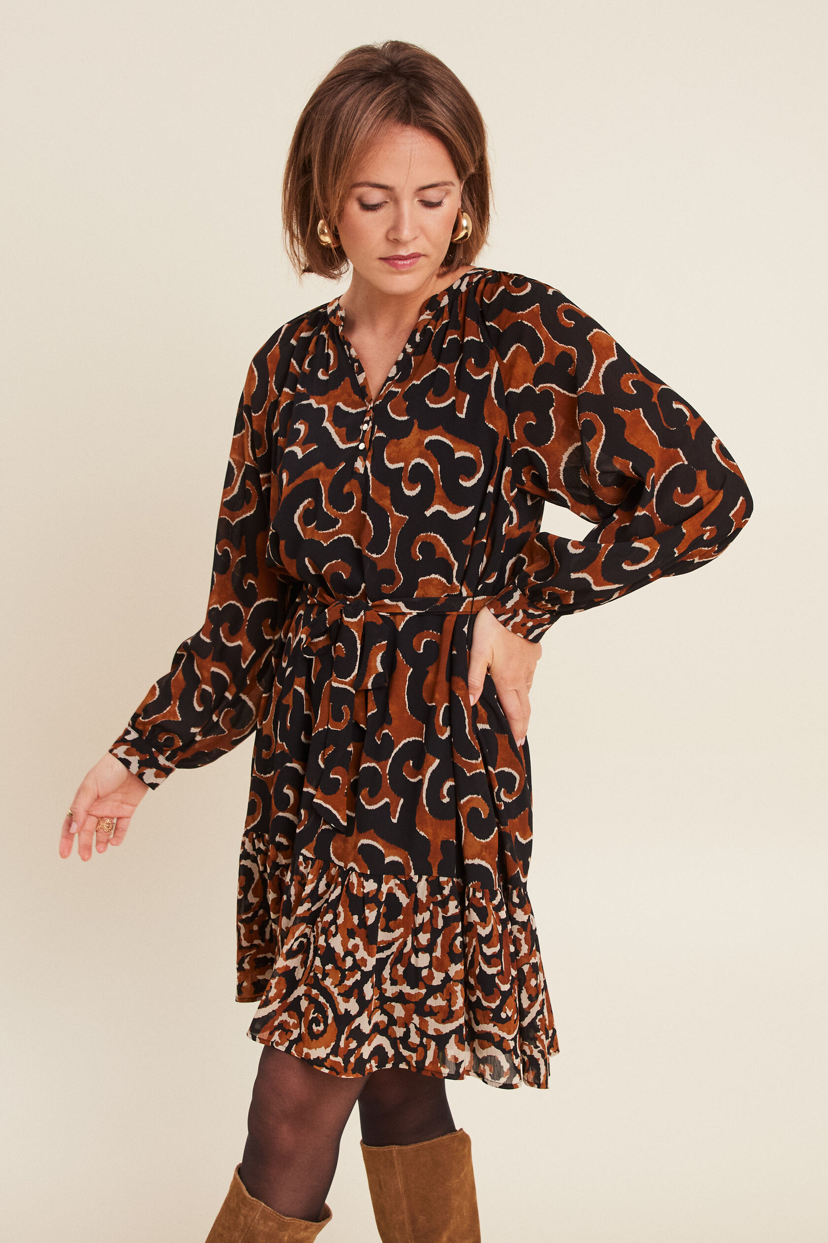 Robe imprimée évasée fluide femme, BREAL