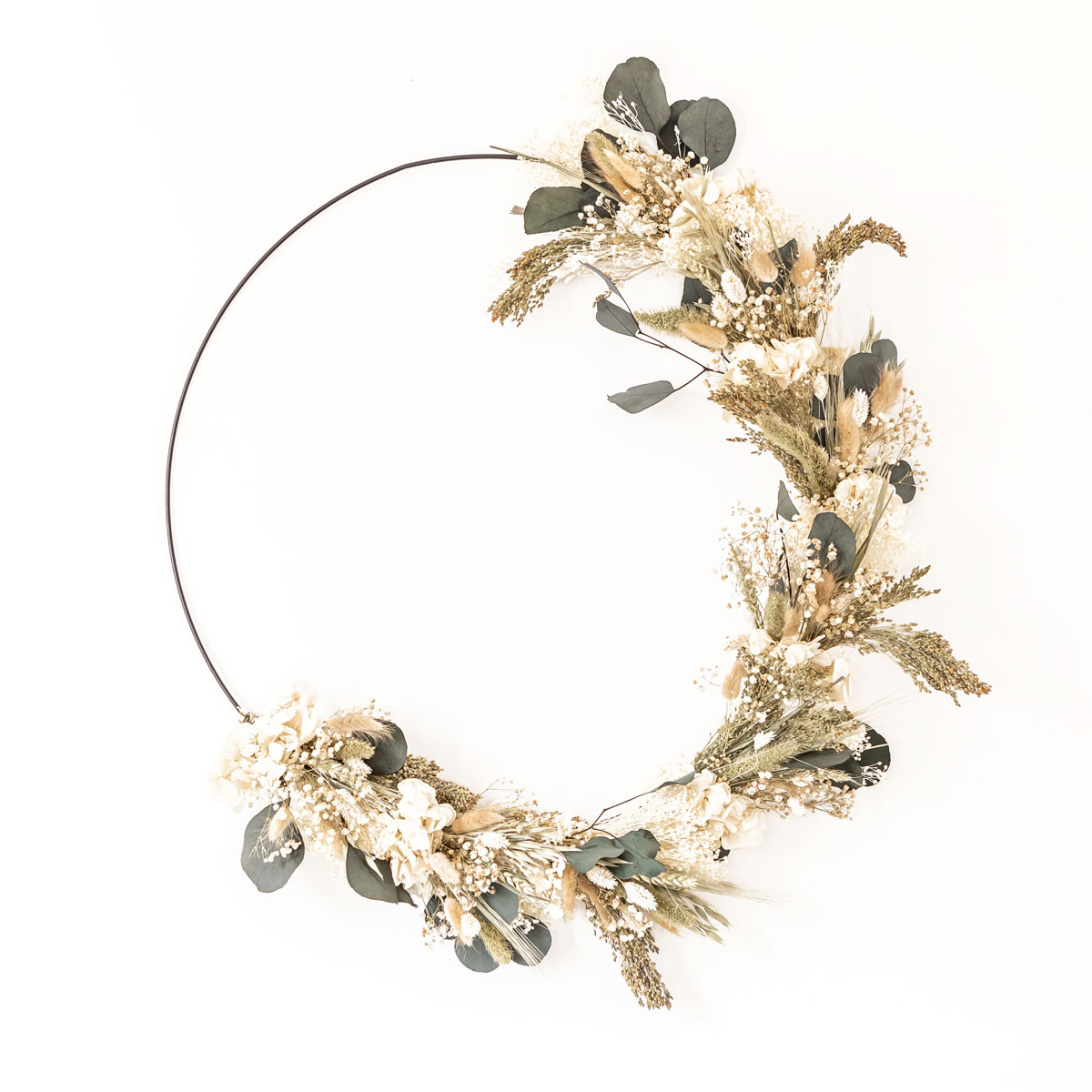 Couronne murale de fleurs séchées D50cm HENRIETTE, RECONCILIATION VEGETALE