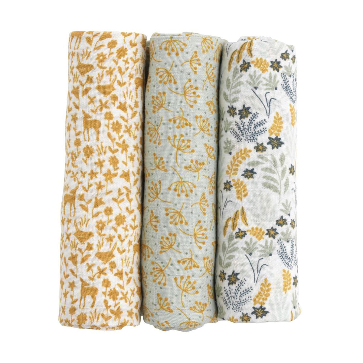 Lot de 3 langes en coton bio PROMENONS-NOUS, SAUTHON