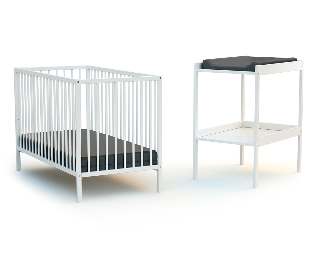Chambre bébé lit et table à langer en bois MILO, AT4