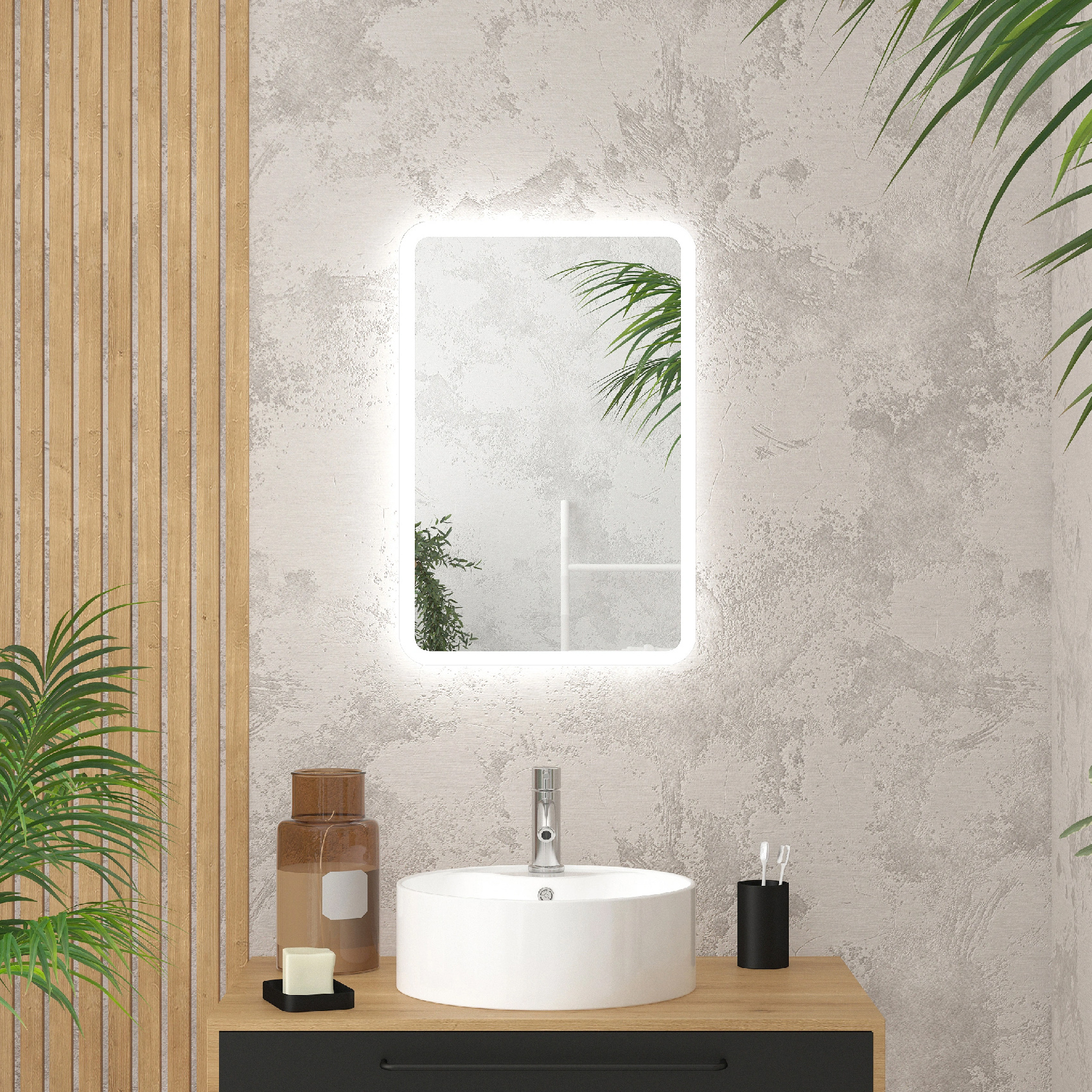 Miroir rectangulaire à leds, HOME MAISON