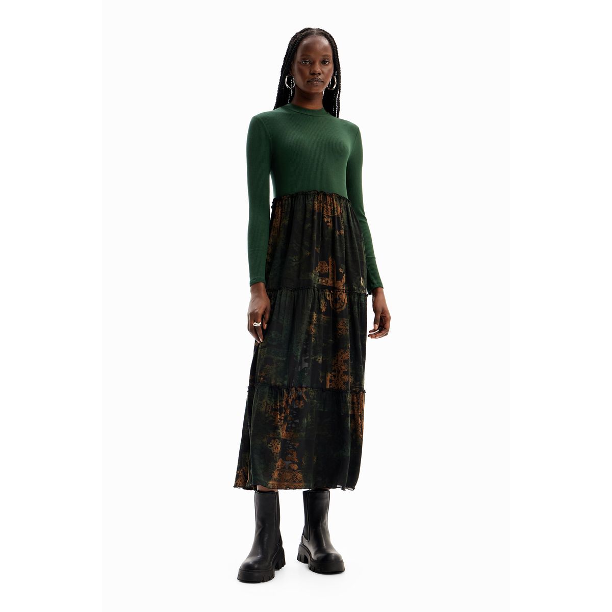 Robe midi combin e vert Desigual La Redoute