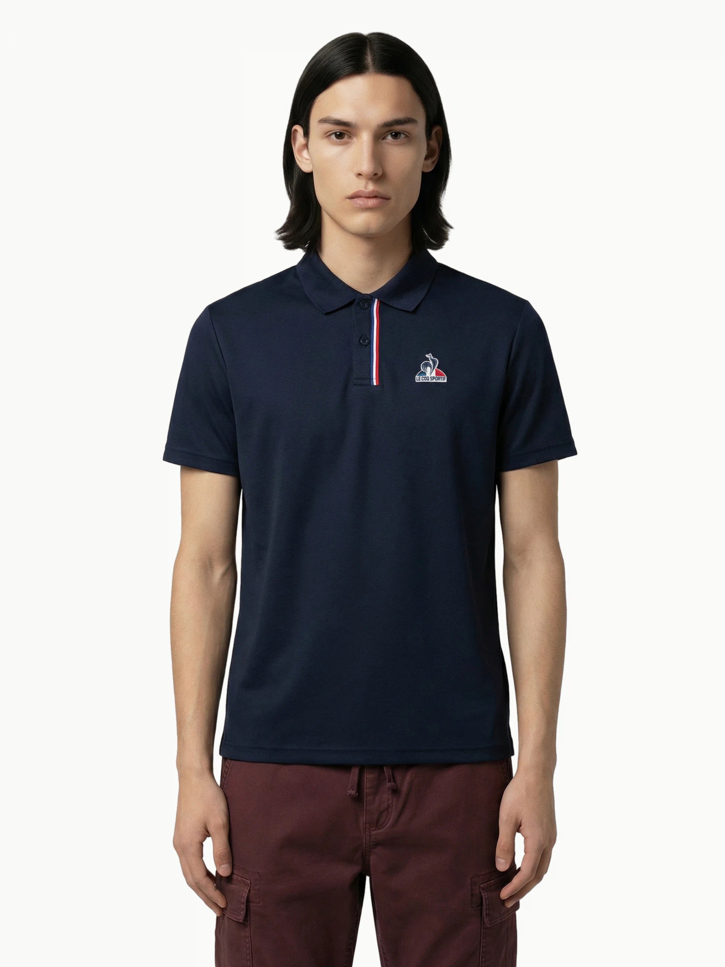 Polo en jersey double effet piqué avec détail tricolore Tricolores, LE COQ SPORTIF