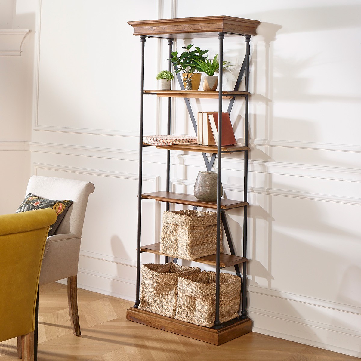 Etagère haute style industriel en pin massif et métal FLAUBERT, ROBIN DES BOIS
