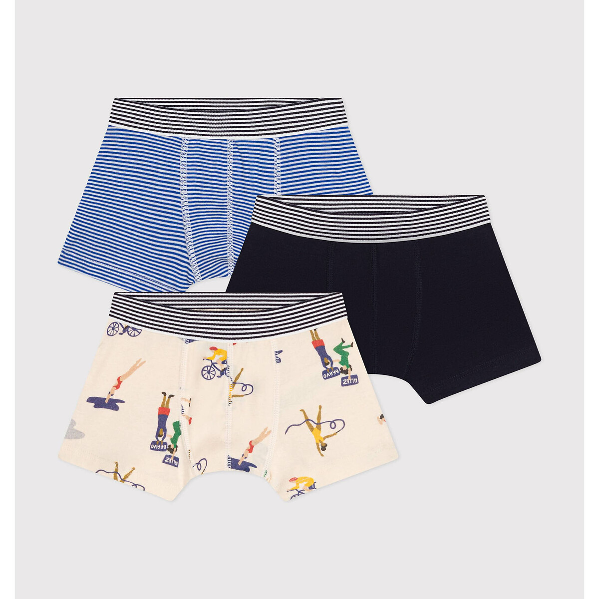 Petit Bateau Garçon Boxers Petit Bateau - Lot De 3 - 6 Ans - 100% Coton Boxer Petit Bateau Caleçon Garçon