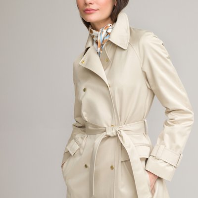 Cotton Mix Trench Coat with Button Fastening, Mid-Season ANNE WEYBURN