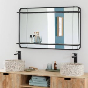 Miroir avec étagère en bois et métal Jill