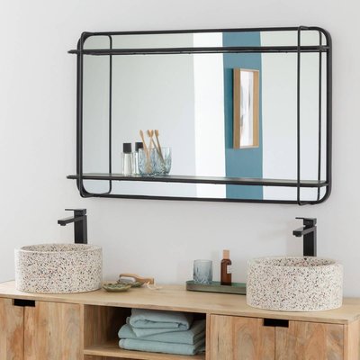 Miroir avec étagère en bois et métal Jill MADE IN MEUBLES 