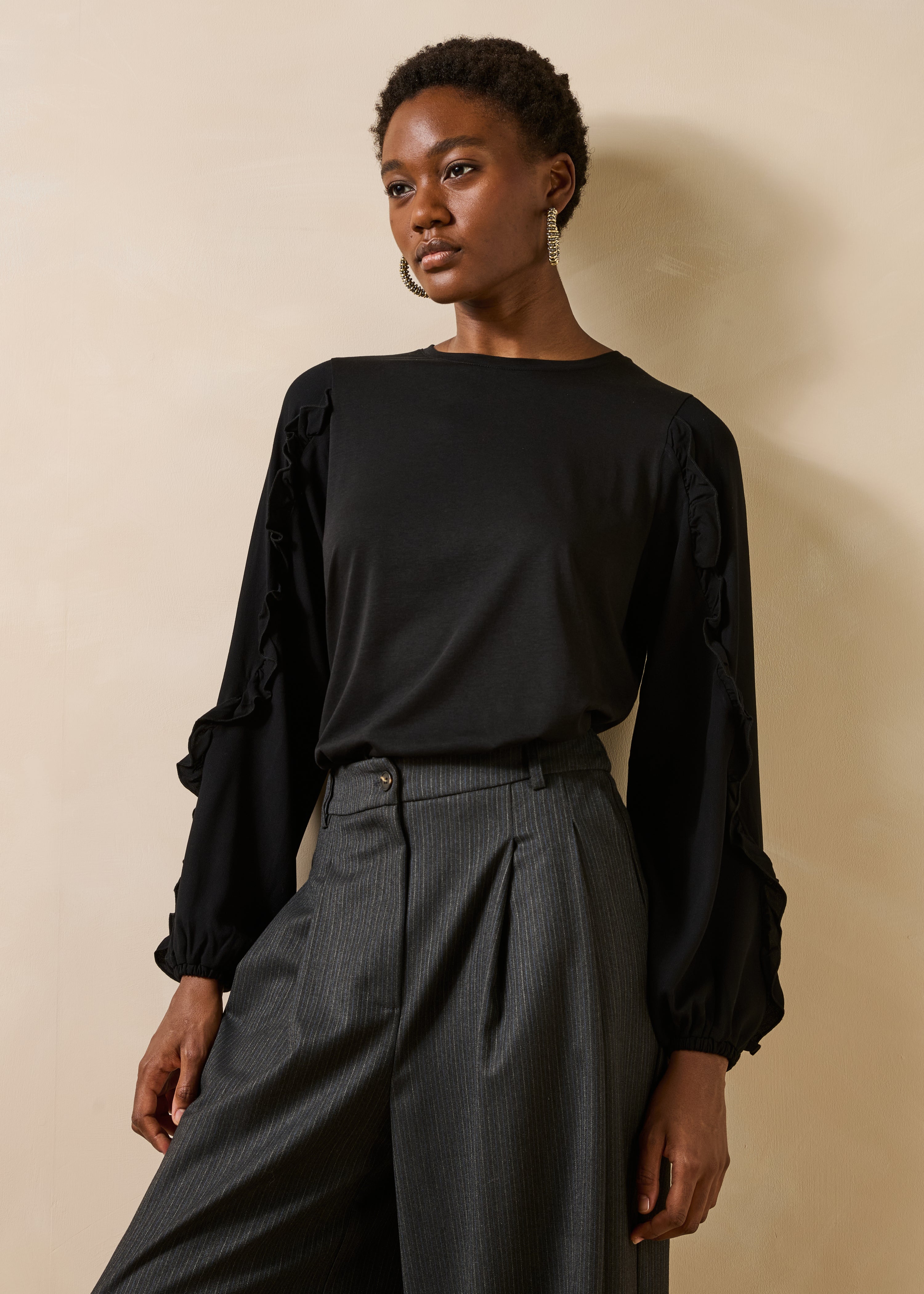 T-shirt en lyocell manches longues col rond, LA FEE MARABOUTEE