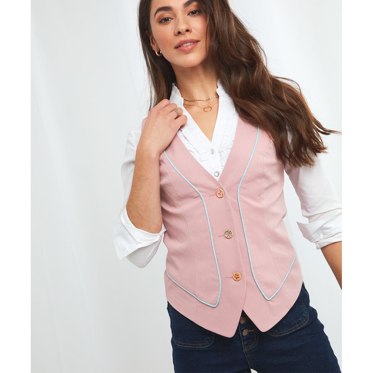 Gilet boutonné sans manches doublure 