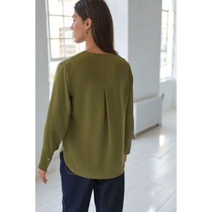 Chemisier Femme Manches Longues Décontracté - Col En V Avec Boutons, Imprimé Dégradé - T-shirt Ample Pour Quotidien Et Sorties