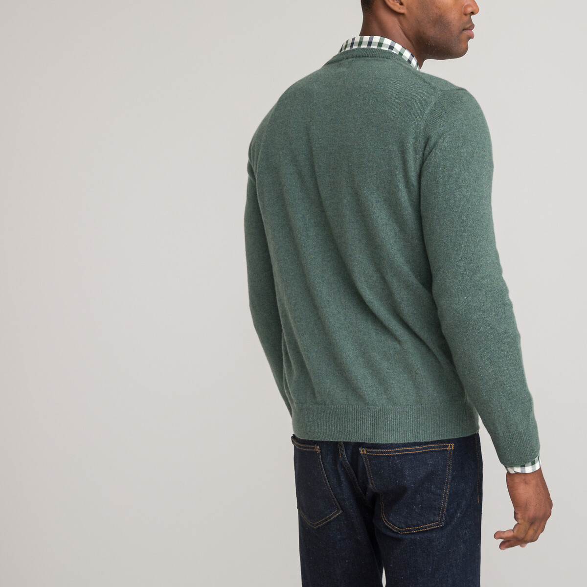 Suéter de cuello redondo en mezcla de cachemir con motivo Monograma - Hombre  - Ready to Wear