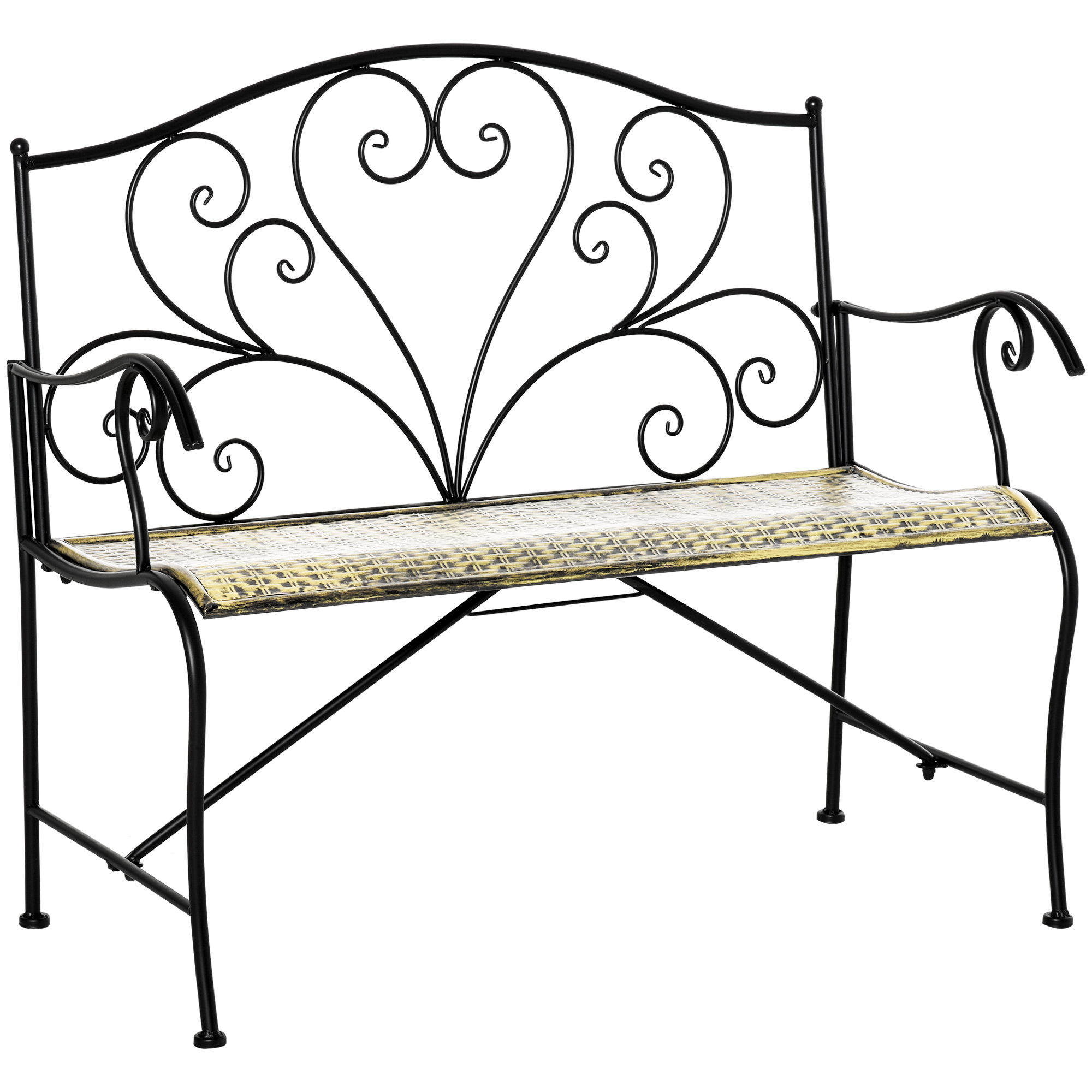 Banc de jardin Métal Noir, OUTSUNNY