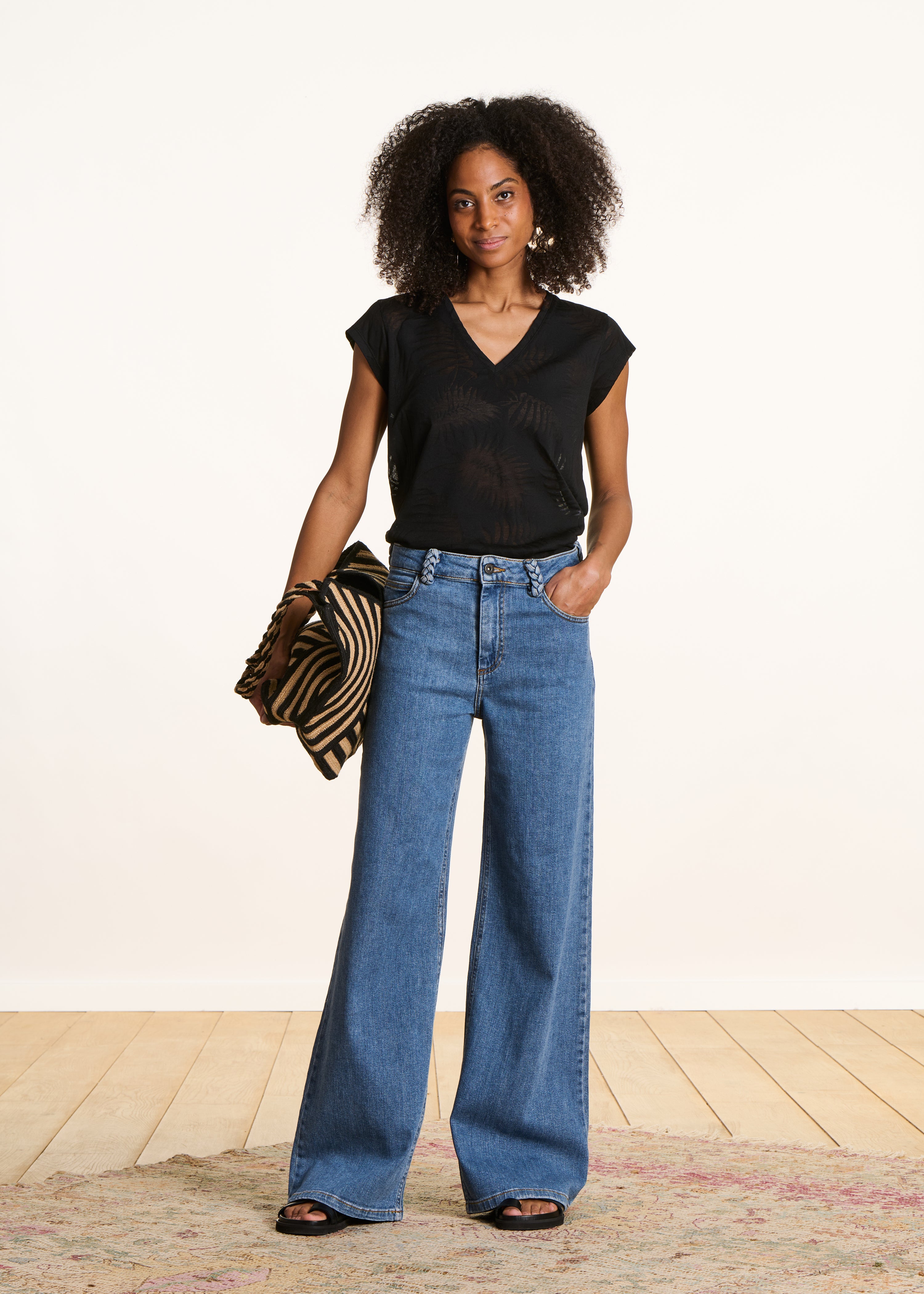 Jean large délavé en coton biologique, LA FEE MARABOUTEE