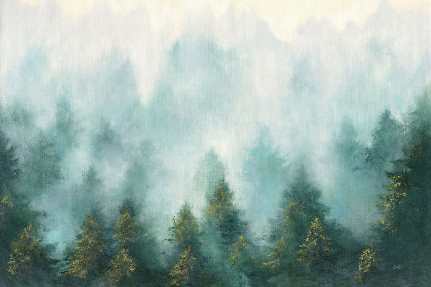 Tableau abstrait Brume sur la forêt, HEXOA