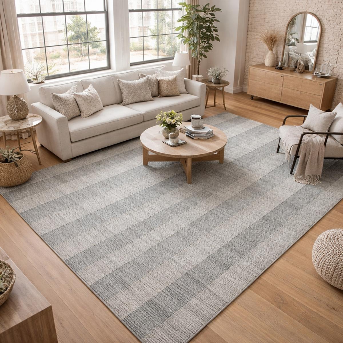 Tapis salon et chambre fait à la main en laine motif uni BANDA, UN AMOUR DE TAPIS