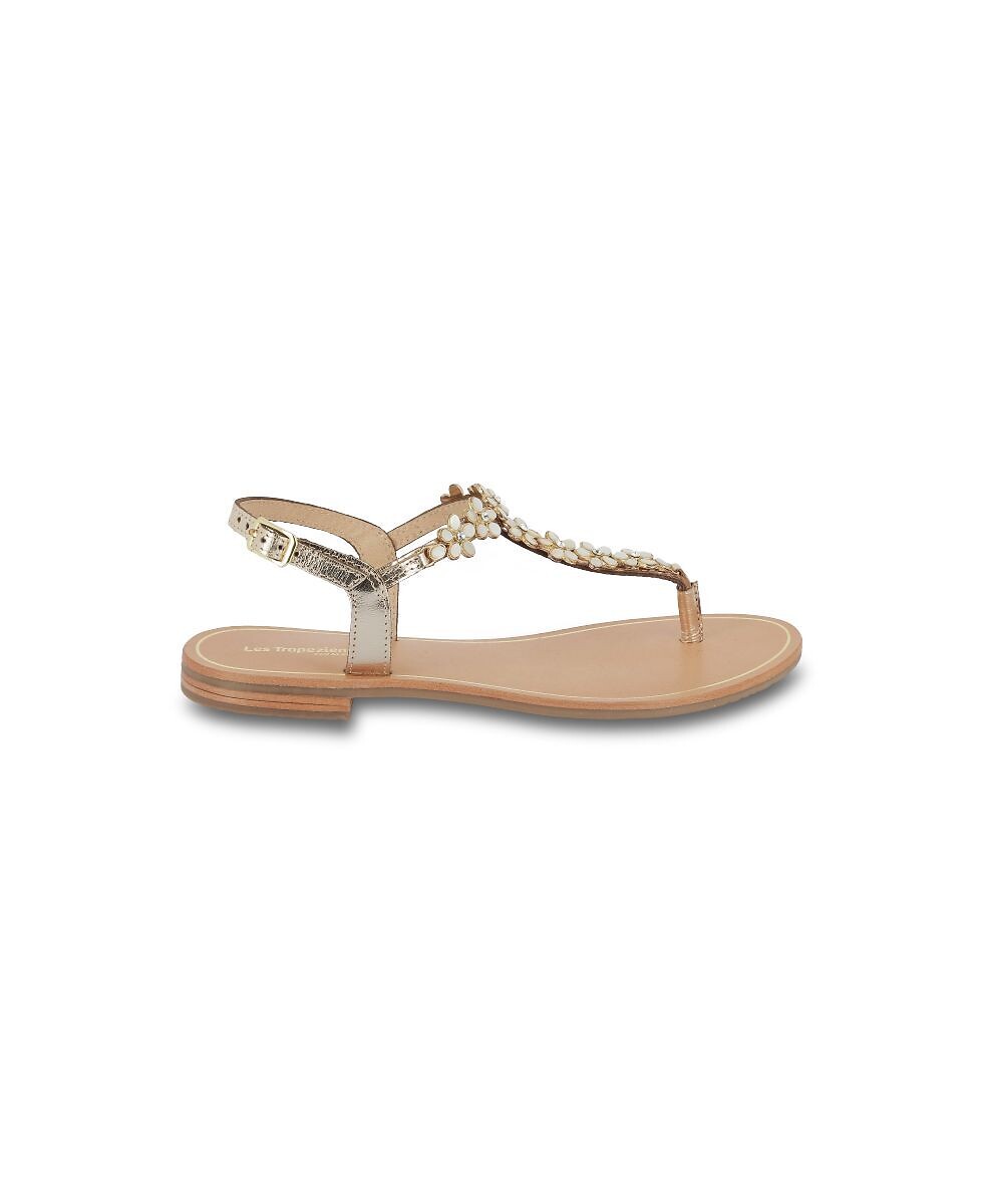 Sandales tongs en cuir Hofleur, bijoux nacrés, LES TROPEZIENNES PAR M.BELARBI