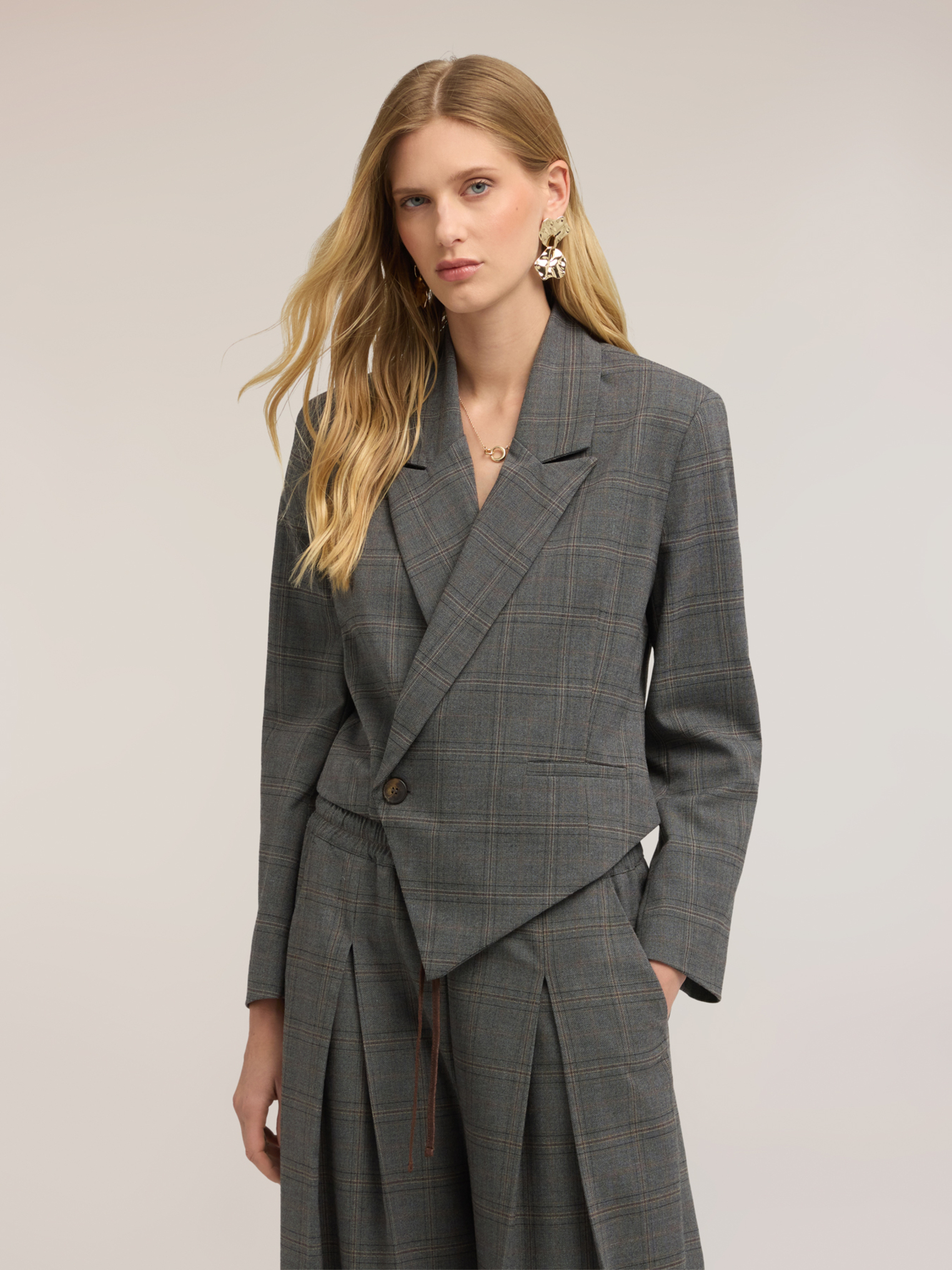 Blazer court à motif à carreaux, MOTIVI