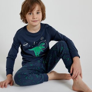 Pyjama en jersey imprimé dinosaure phosphorescent